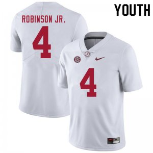NCAA Youth Alabama Crimson Tide #4 Brian Robinson Jr. Stitched College 2020 Nike Authentic White Football Jersey BU17J24SU